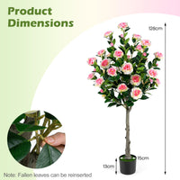 Giantex 128cm Artificial Camellia Tree, Faux Flower Greenery Plant