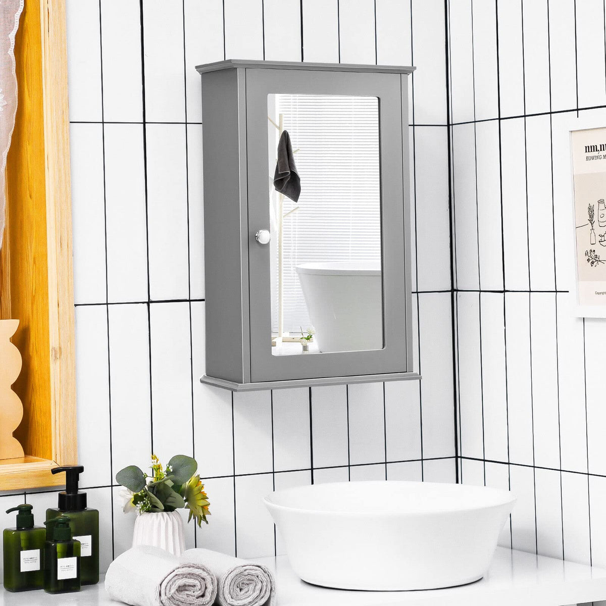 Giantex Wall Mounted Bathroom Cabinet, 2-in-1 Over The Sink Cabinet