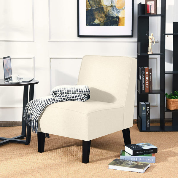 Giantex Upholstered Accent Chair, Linen Fabric Single Sofa Armless Chair