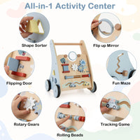 Wooden Baby Walker with Storage for Motor Skill Development
