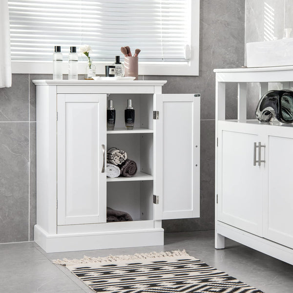 Giantex Bathroom Floor Cabinet, Freestanding Bathroom Cabinet with Adjustable Shelves & Anti-toppling Device, White