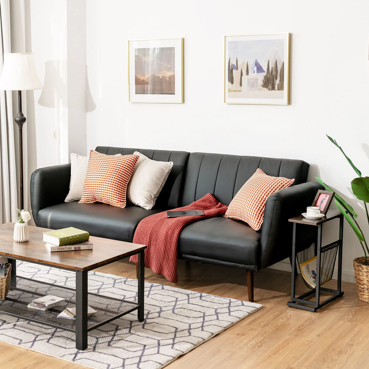 Giantex Sofa Bed, Sofa Futon w/Rubber Wood Legs