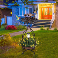 Solar Outdoor Bird Bath, Vintage Bird Bath & Feeder Combo