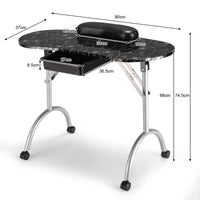 Black Manicure Nail Table Portable Station Desk Spa Salon Equipment