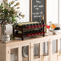 12 Bottle 2-Tier Wine Storage Organizer with Bamboo Holder for Countertop Wine Cellar