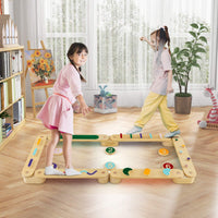 Wooden Balance Beam Set with Stepping Stones for 3+ Toddlers