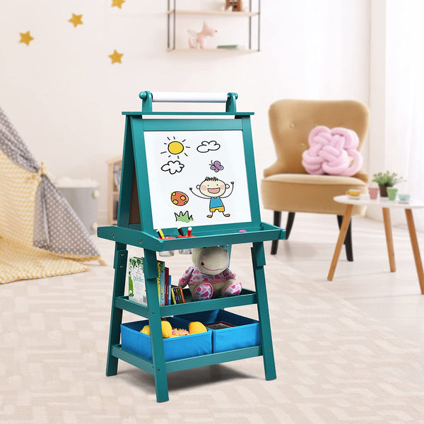 Kids Art Easel, 3 in 1 Double-Sided Standing Easel for Toddlers w/Chalkboard