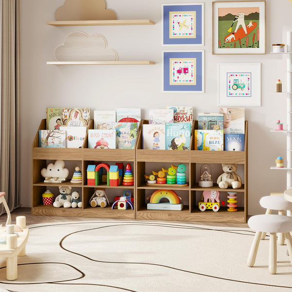 3-Tier Kids Bookshelf, Toy Storage Organizer Shelf w/Display Rack