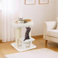 Small Cat Tree with Comfy Plush Top Perch Bed for Indoor Cats