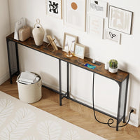 180cm Console Table w/Power Outlet, Narrow Sofa Table