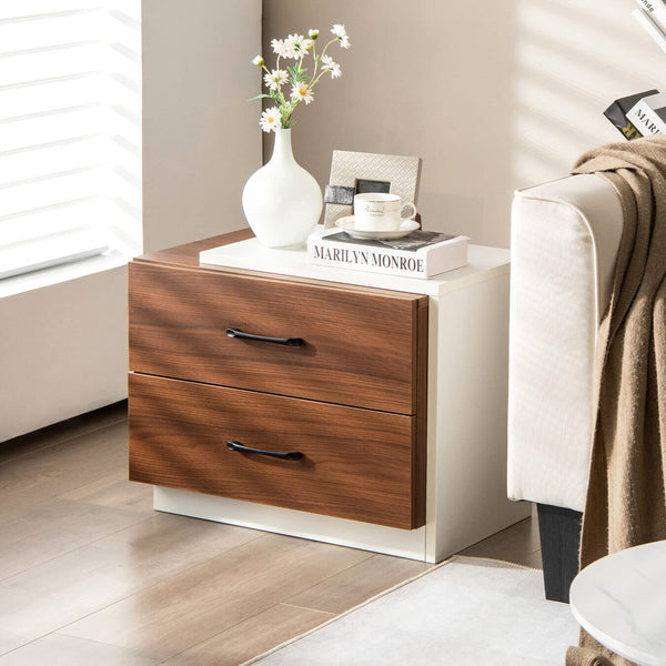 Giantex Modern Two Drawer Bedside Table