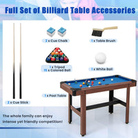 1.2M Pool Table for Kids & Adults, Wooden Billiard Game Table w/Full Set of Balls