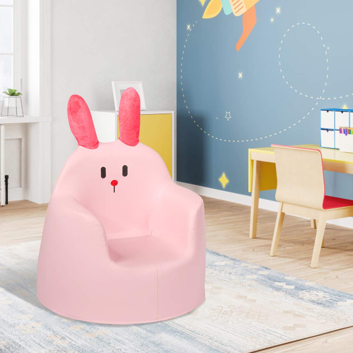 Giantex Children’s Sofa, Cartoon Rabbit Kids Armchair, Upholstered Baby Sofa Seat with Soft PVC Cloth and Stable Sponge, Suitable for Toddlers