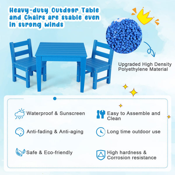 3-Piece All-Weather Kids Table & Chairs Set for Home & Backyard