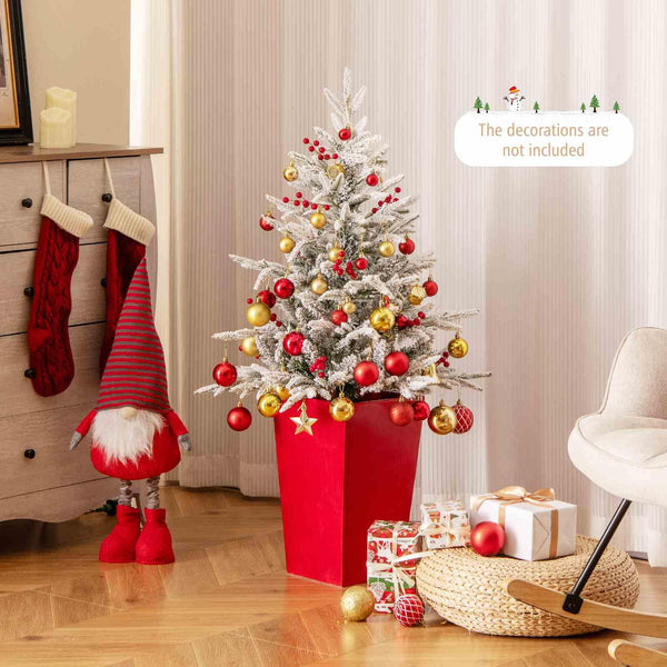 122 CM Pre-lit Artificial Entrance Christmas Tree Potted with 313 Branch Tips