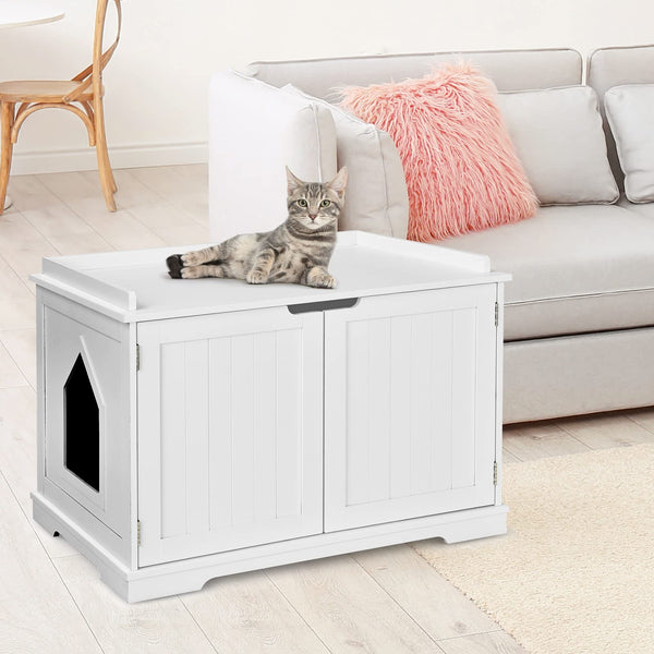 Cat Litter Box, Kitty Enclosure w/Magnetic Door