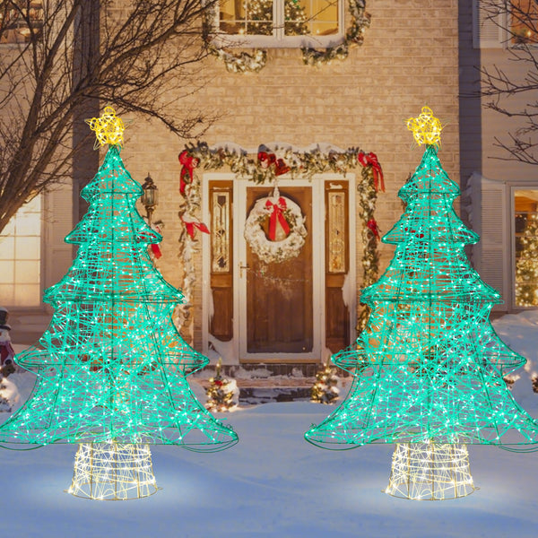 124CM Pre-lit Artificial Christmas Tree, Xmas Tree Decor with 520 LED Lights, Top Star