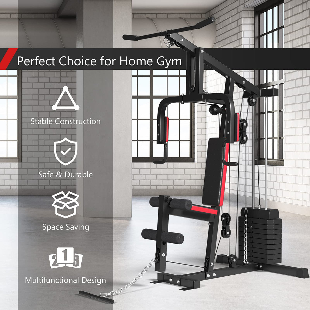 Ergonomic Workout Equipment with Pulley, Arm and Leg Developer for Total Body Training