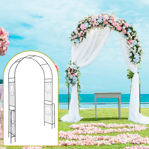 Metal Garden Arch, 240 cm Backdrop Stand for Various Climbing Plants, Assembly Freely Pergola Arbor w/Stable Frame