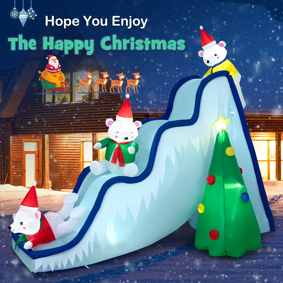 220CM Inflatable Polar Bear Slide Scene for Christmas Decoration
