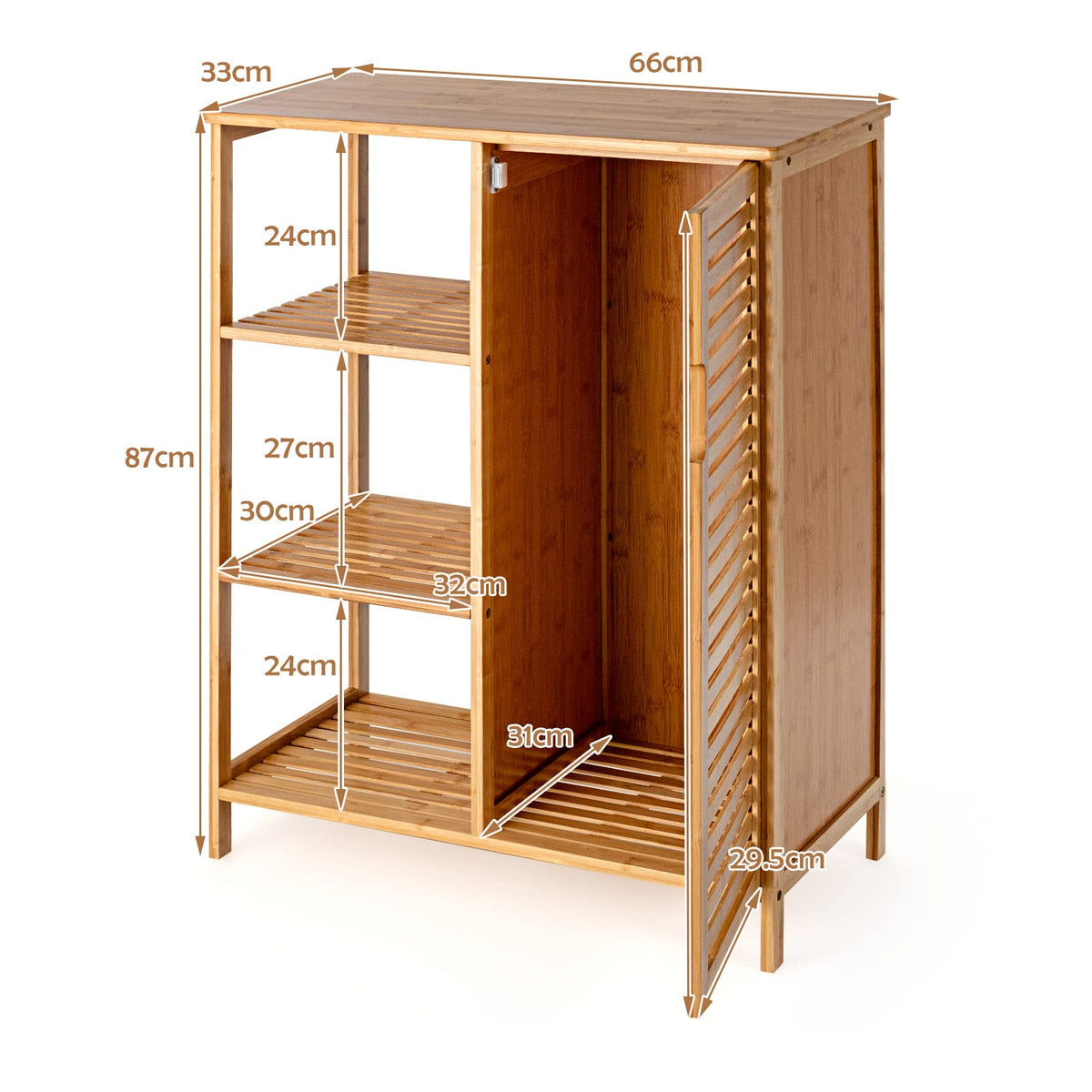 Giantex Bamboo Bathroom Storage Cabinet Multipurpose Storage Cabinet W/Single Door