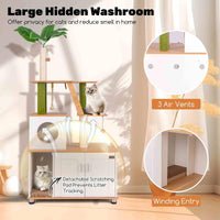 Large Cat Tree w/Litter Box Enclosure, Hidden Cat Washroom