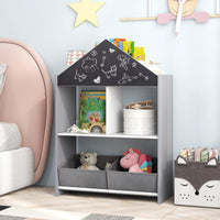 Playhouse Kids Bookshelf with Writable Chalkboard and Whiteboard