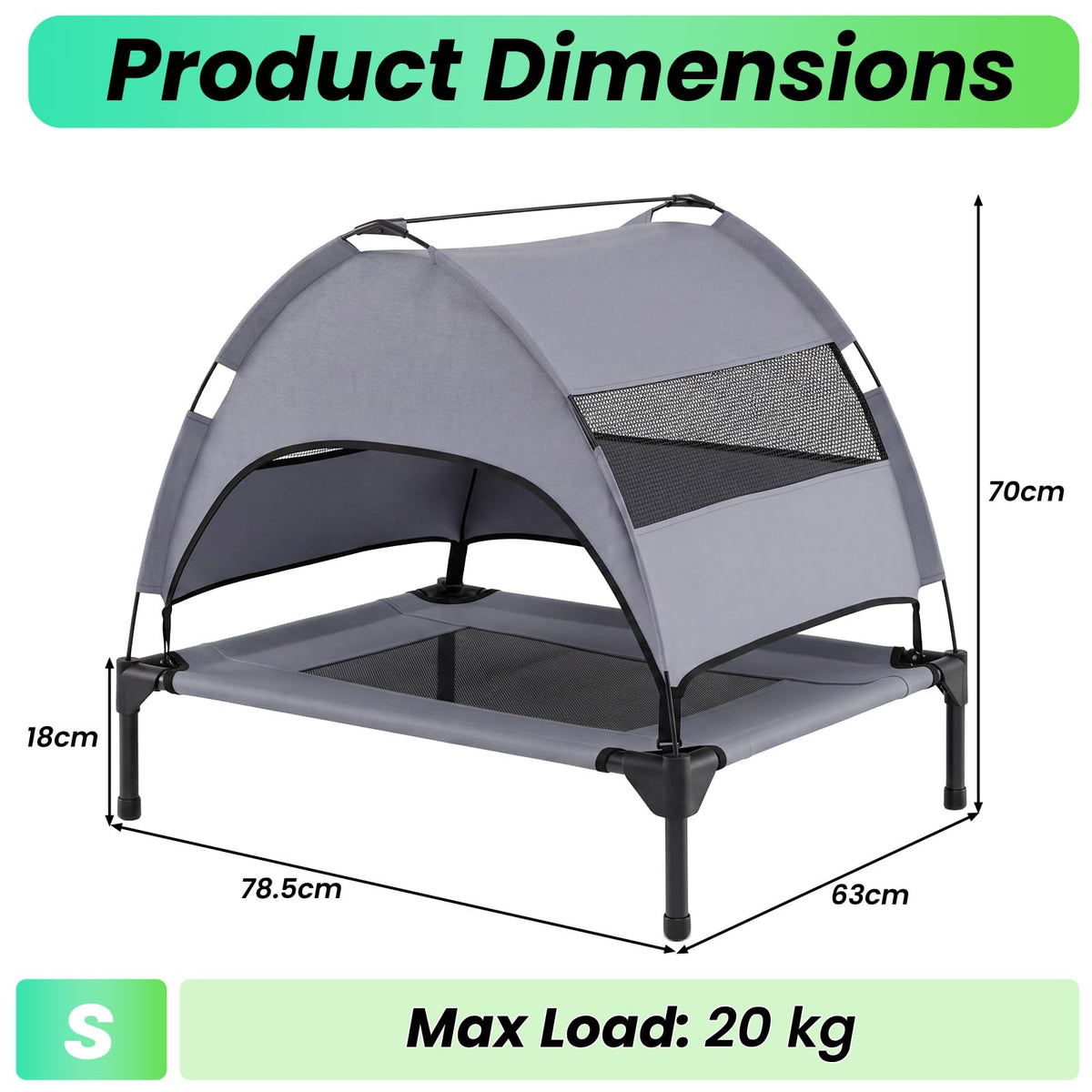 Elevated Dog Bed with Canopy and Removable Shade Tent for Small Dogs