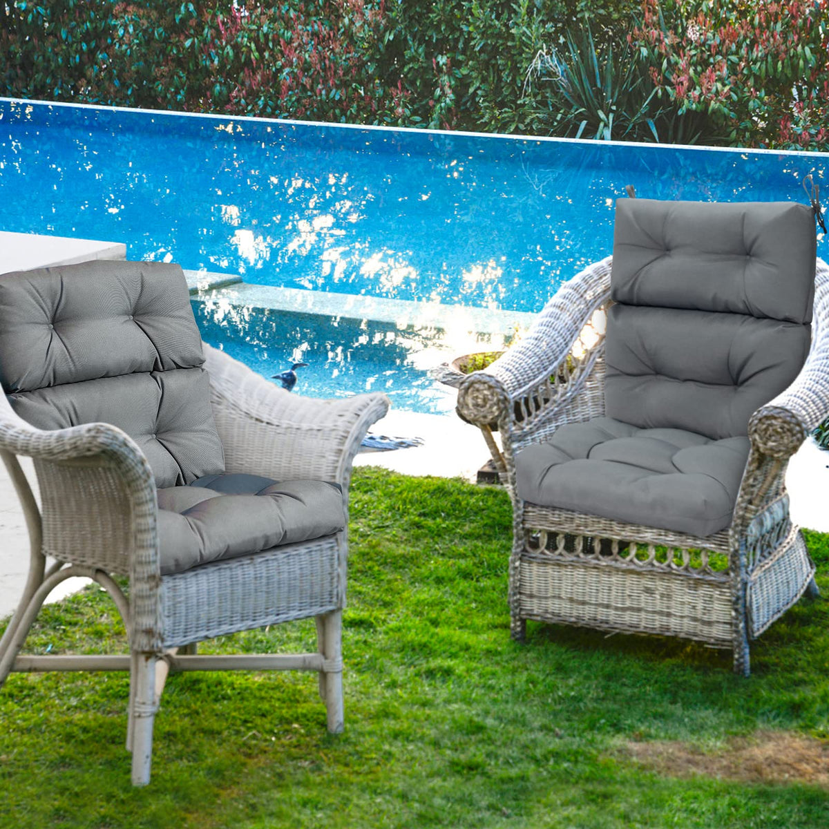 High Back Chair Cushion Patio Chair Seat Pads Non-slip Rope Belts Indoor Outdoor
