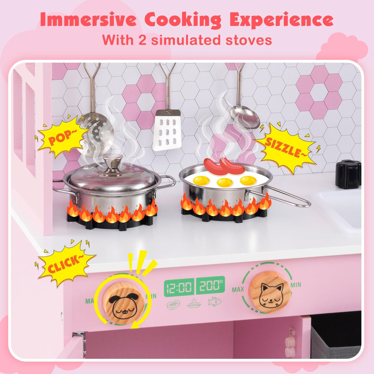 House-Shaped Play Kitchen, Kids Kitchen Playset