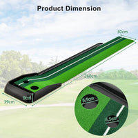 250 CM Putting Green, Premium Golf Practice Turf with Simulate Grass Turf