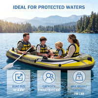 Inflatable Boat, 3/4 Person Heavy-Duty Fishing Raft Set