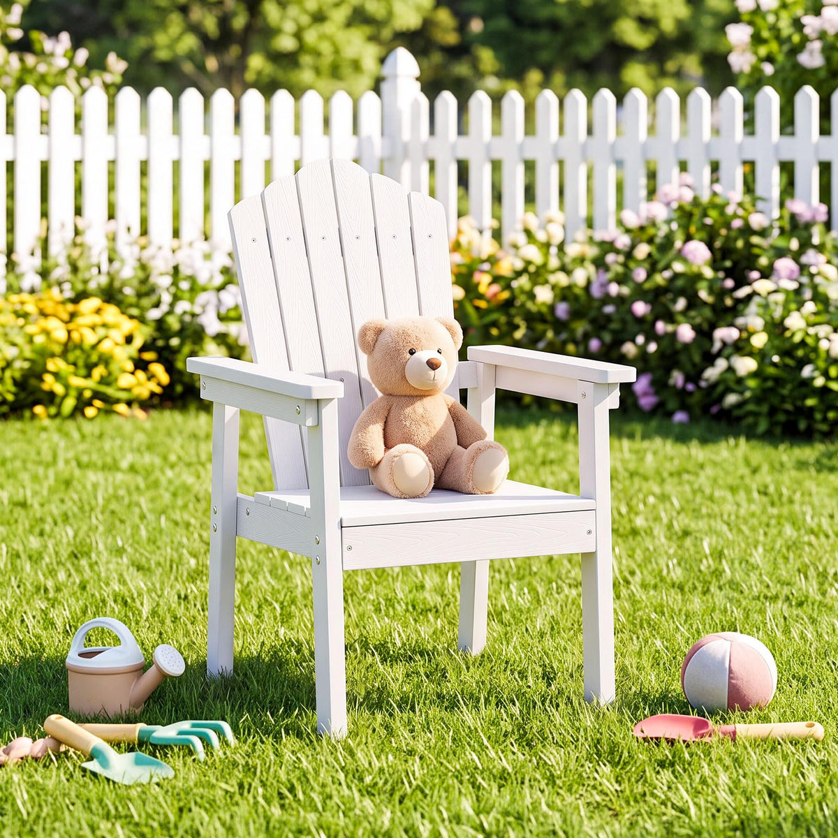 Lawn Adirondack Chairs with High Backrest and Wide Armrests
