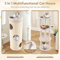 4-Story Cat House for Multiple Cats 112 cm Elevated Cat Cave Bed