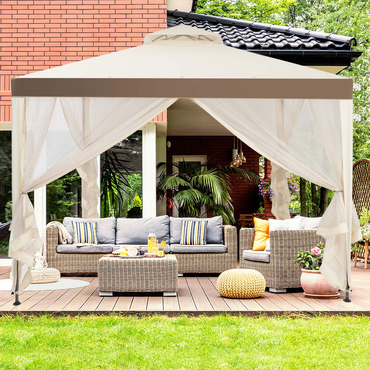 Outdoor 3M X 3M Canopy Gazebo Art Steel Frame Garden Lawn Patio House Party