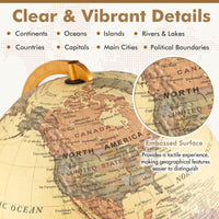 30 cm Illuminated World Globe Light up Globe Night Lamp with Wooden Stand