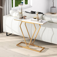 Giantex Modern Console Table, Faux Marble Narrow Entryway Table with Diamond Shape Geometric Frame