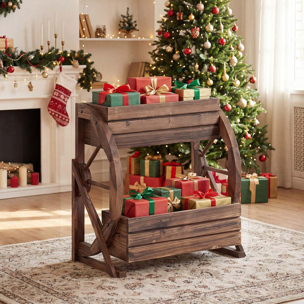 2-tier Raised Garden Bed with Drainage Holes and Semi-wheels