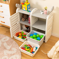 Kids Toy Storage Organiser Toy Chest and Bookshelf with Antler Top