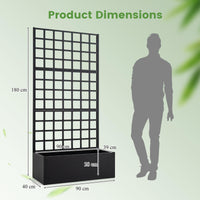 Metal Raised Garden Bed with Trellis, 90 x 40 x 180 cm Galvanized Planter Box