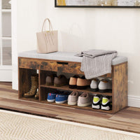 Shoe Bench w/Padded Seat, Shoes Rack w/Hidden Storage