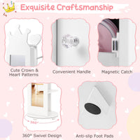 Kids Jewelry Cabinet 360-degree Rotating with Mirror and Clothes Rack