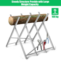 Foldable Sawhorse, Heavy-Duty Metal Log Sawhorse Stand