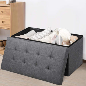 Giantex 80 cm Fabric Foldable Storage Ottoman, Toy Chest with Removable Storage Bin