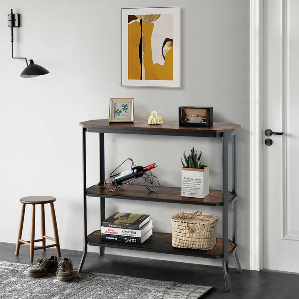 Giantex Industrial Console Table, 3-Tier Display Storage Table for Hallway