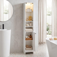 Tall Bathroom Cabinet with Lights & Press-to-Open Door