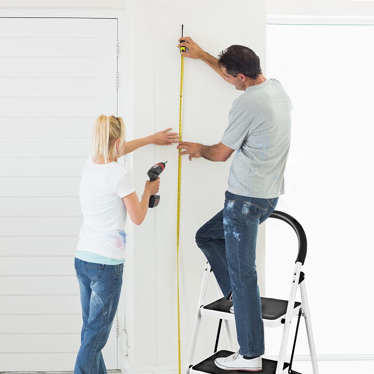 Folding Step Stool Stepladders W/Widen Pedal, Portable Step Ladder for Home and Kitchen Use