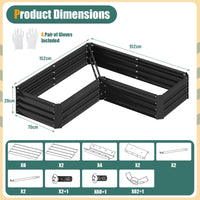 152 x 152 x 28 cm Metal/Galvanized Raised Garden Bed Kit Anti-Rust Planter Box with Open Bottom