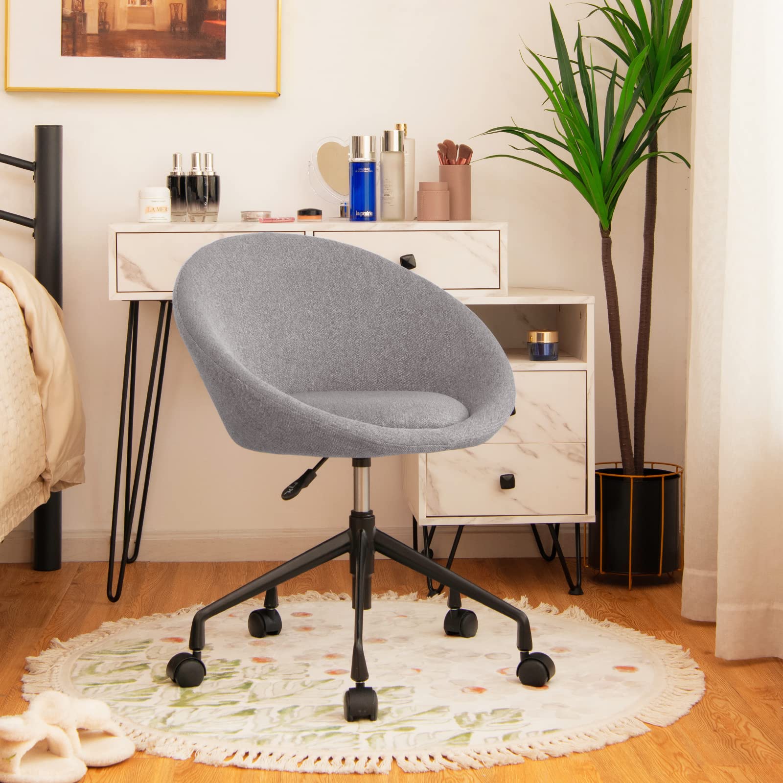 Giantex Modern Swivel Accent Chair Round Back Desk Chair Height Adju Giantex