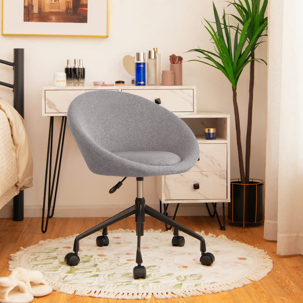 Giantex Modern Swivel Accent Chair, Round Back Desk Chair, Height Adjustable Home Office Chair